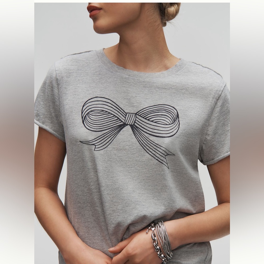 NWT Anthropologie Roomytown Bow graphic tee XXS - Picture 2 of 6